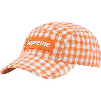 Chapeaux Supreme Gingham Camp Cap Orange | FR118WY